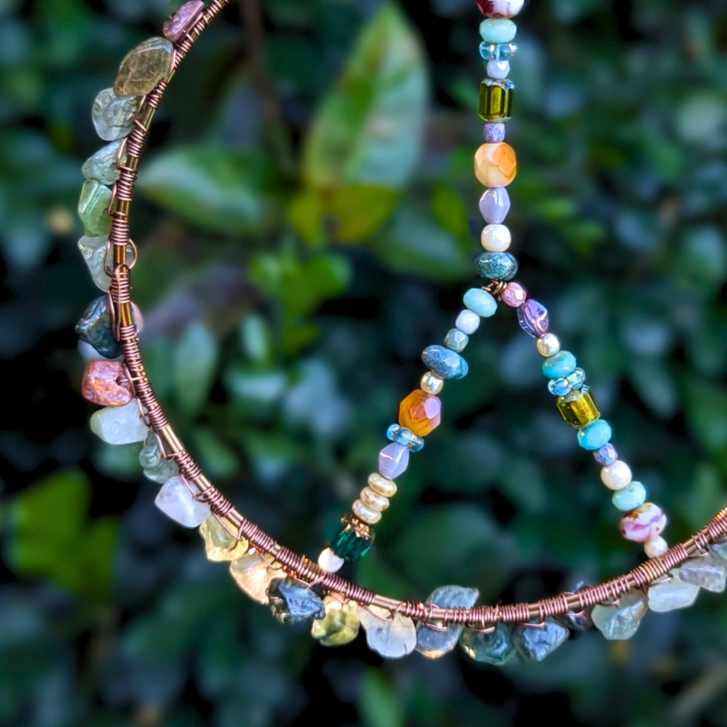 Peace sign suncatcher with glass and gemstone beads | Gift wrapped with hand painted tag | One Of A Kind