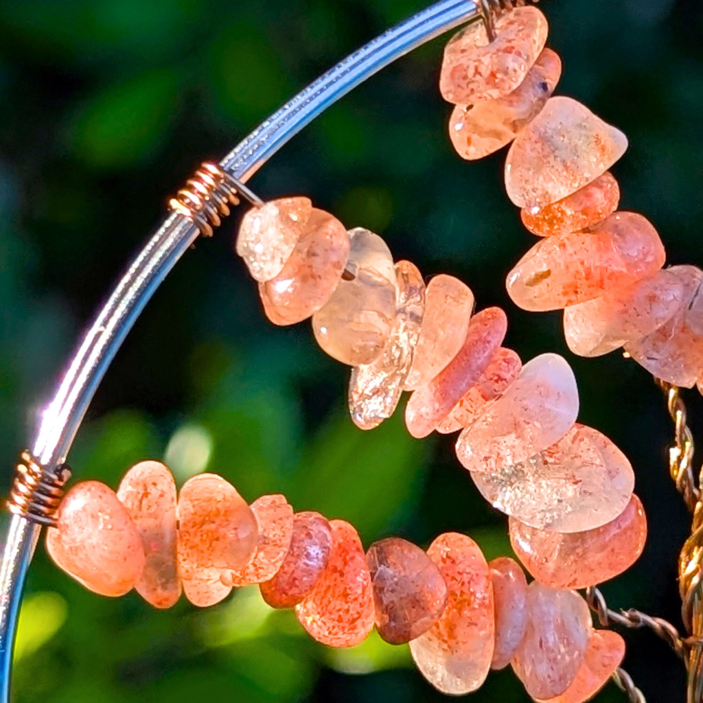 Sunstone gemstone suncatcher - Wire art - OOAK design