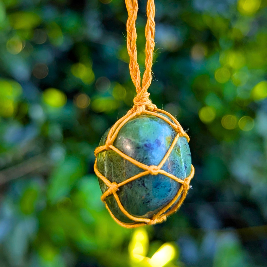 Gemstone necklace | Jade | Hemp | One of a kind | Intention - Abundance