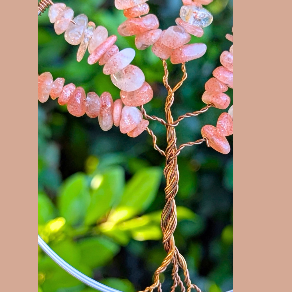 Handmade sunstone gemstone tree of life suncatcher | O.O.A.k