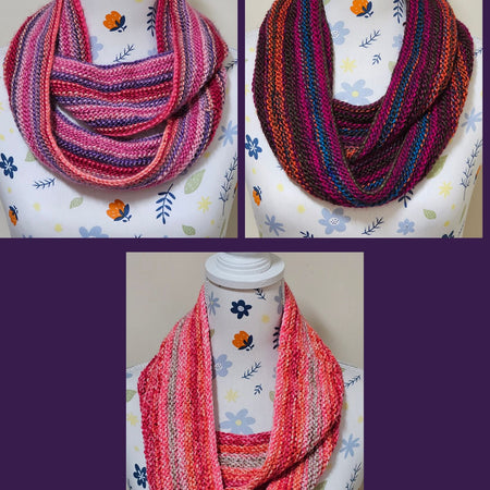 Hand knit infinity scarf, adult size