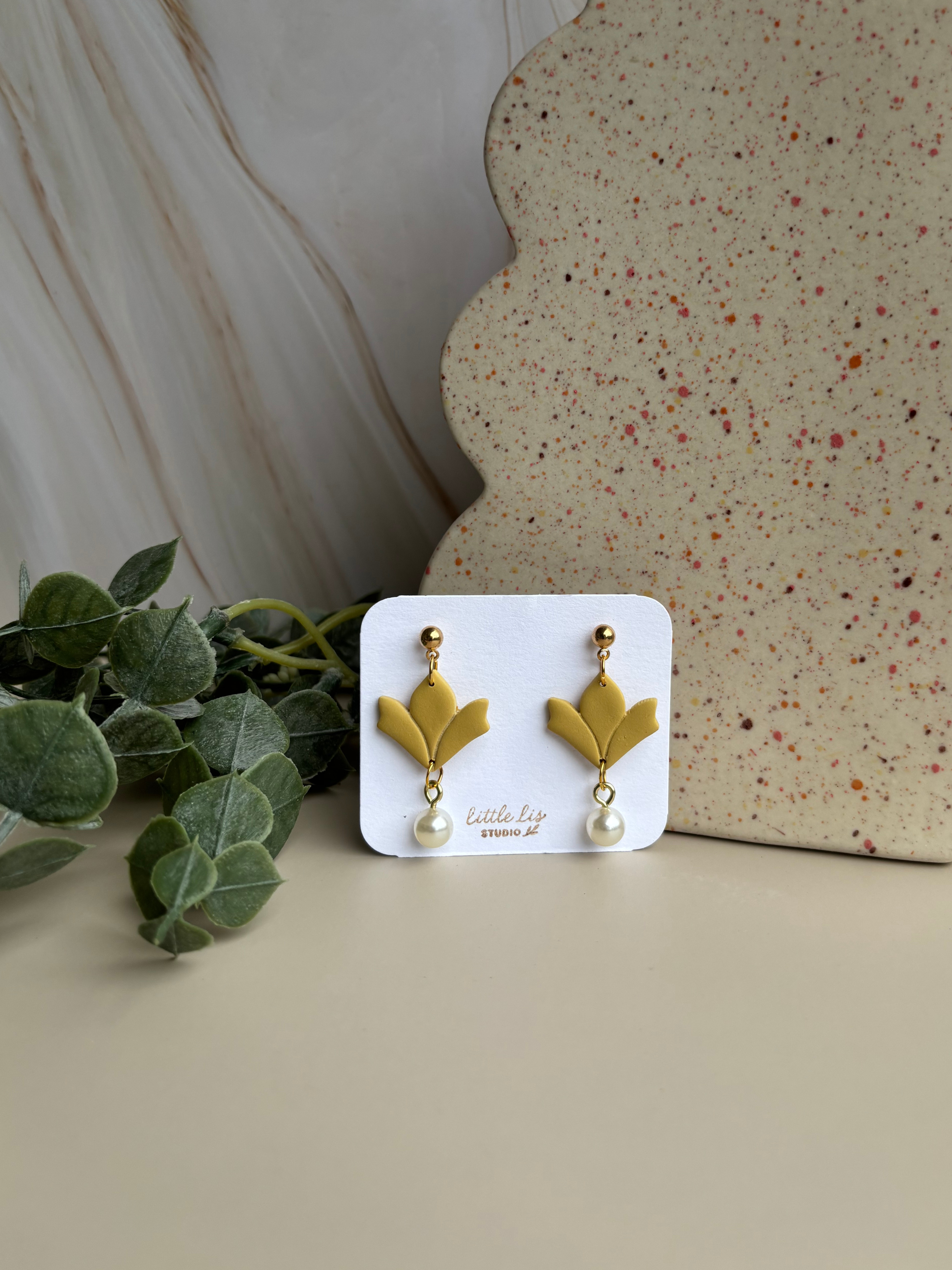 "Amy" - Delicate clay and pearl drops in soft spring hues