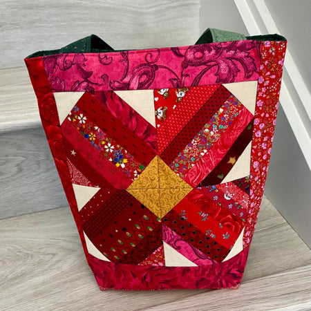 “Berry Blaze & Ocean Haze” Dual sided patchwork tote