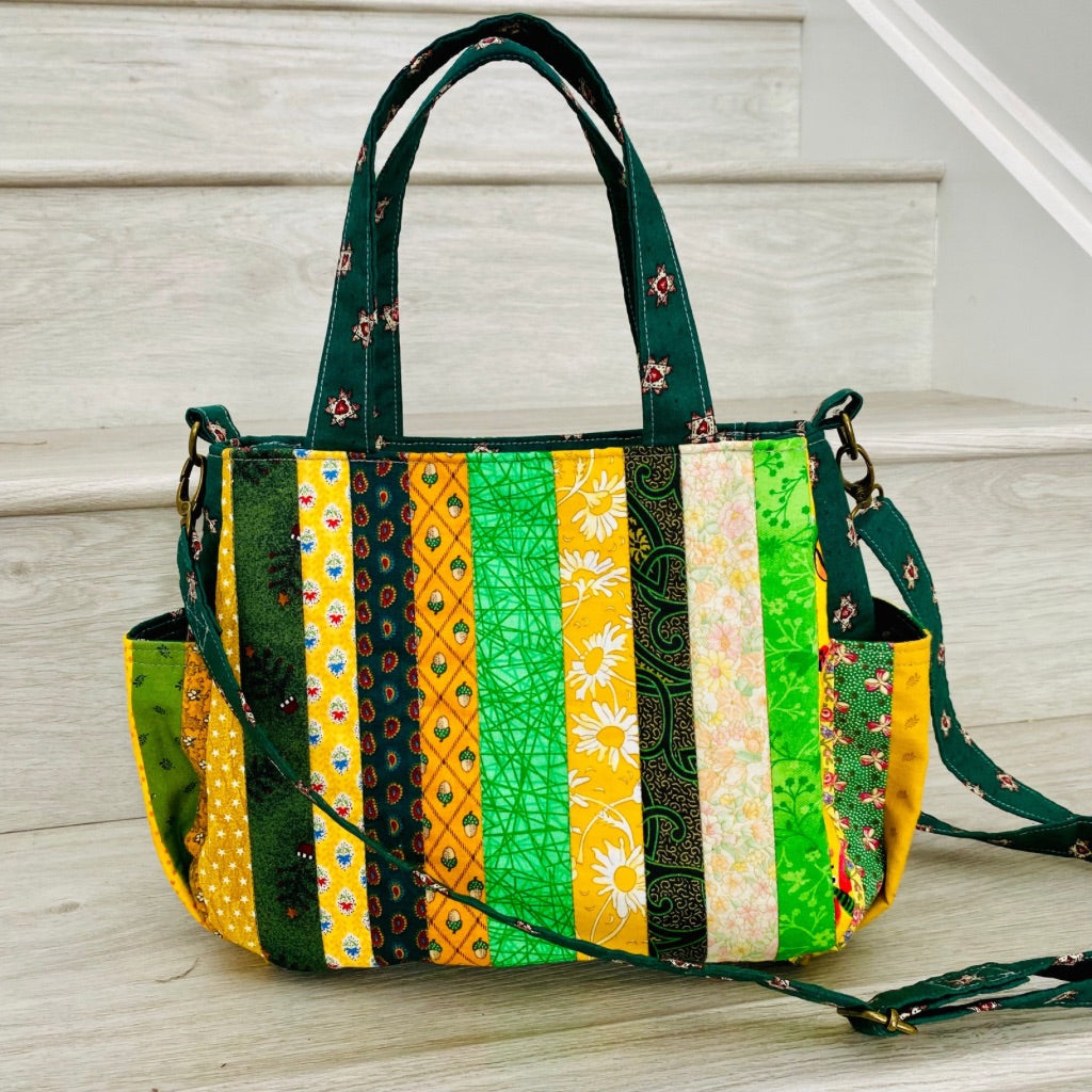 Golden Grove patchwork crossbody tote