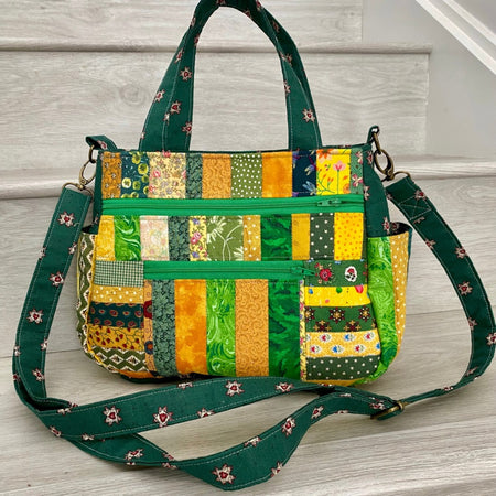 Golden Grove patchwork crossbody tote