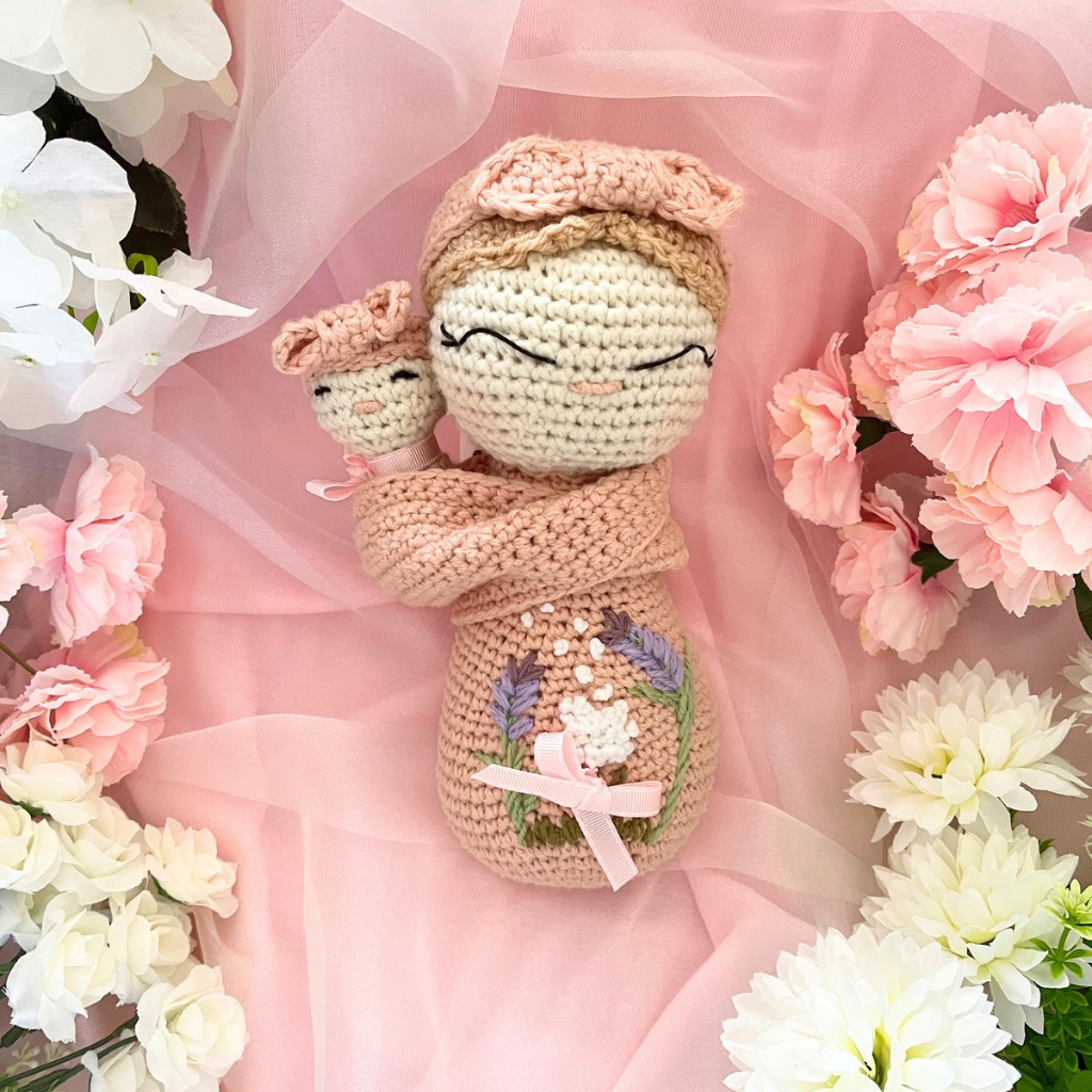 Crochet Mumma Lily And Baby Soft Dolls - Crochet Mother And Baby Dolls