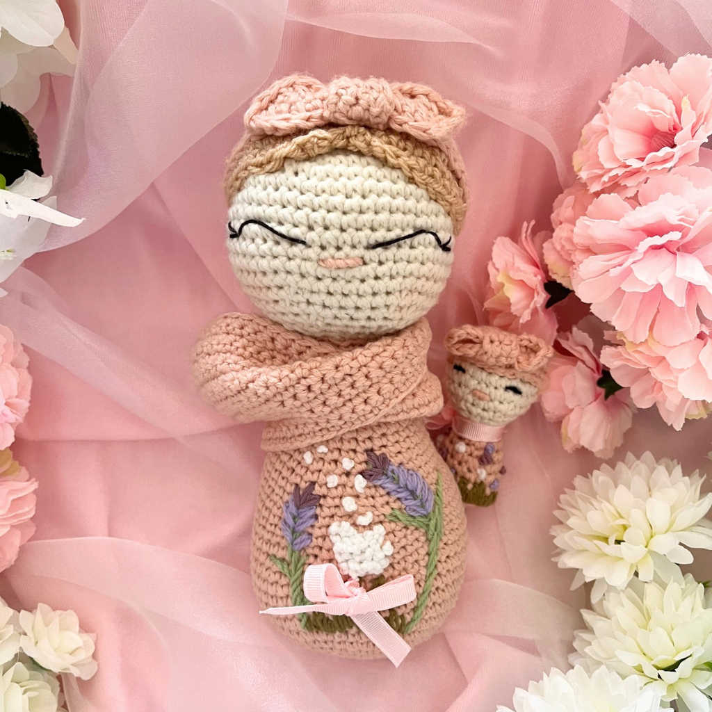 Crochet Mumma Lily And Baby Soft Dolls - Crochet Mother And Baby Dolls