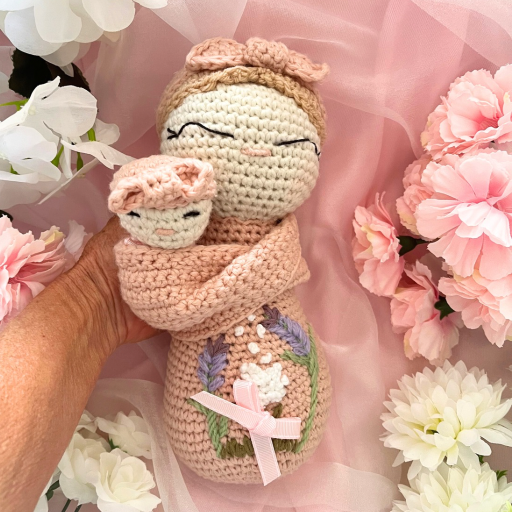 Crochet Mumma Lily And Baby Soft Dolls - Crochet Mother And Baby Dolls
