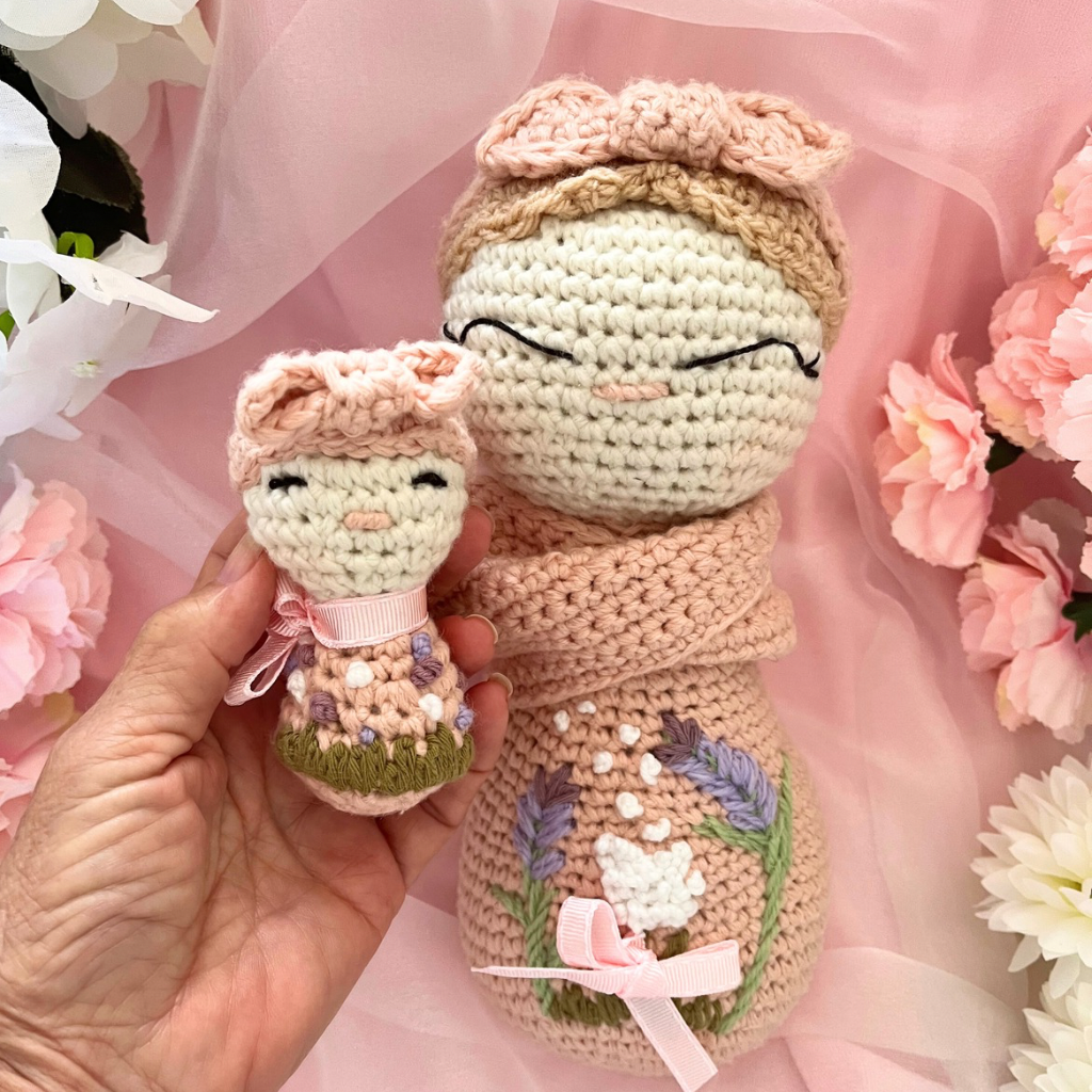 Crochet Mumma Lily And Baby Soft Dolls - Crochet Mother And Baby Dolls