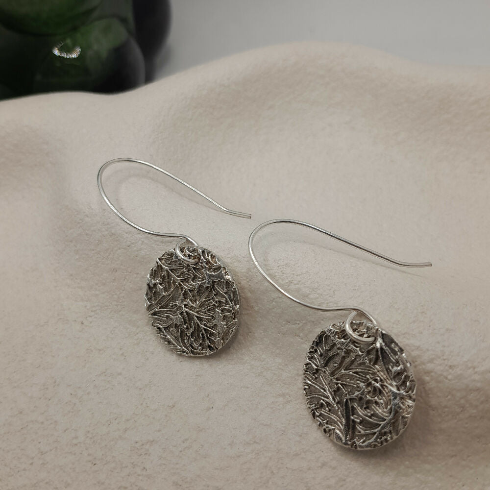 Fine silver earrings multi leaf -handmade ear wire