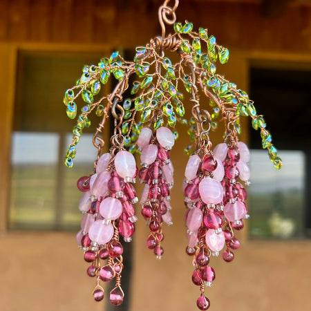 Wisteria Suncatcher Glass Beads Copper Wire Jewellery Decor