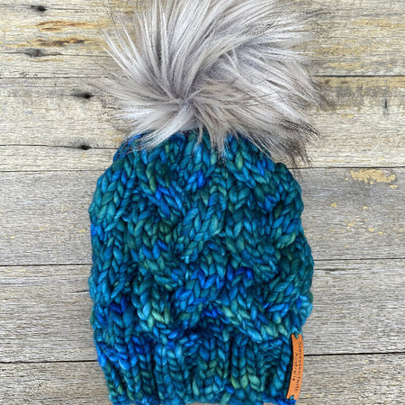 Green PomPom Beanie, ladies winter beanie