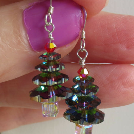 Sparkling Crystal Christmas Tree Earrings