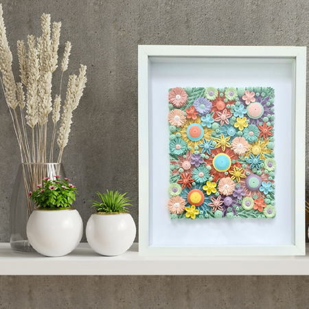 Wall Art - Quilled colourful floral abstract