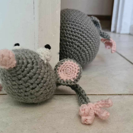 Crochet Squashed Rat Door Stop