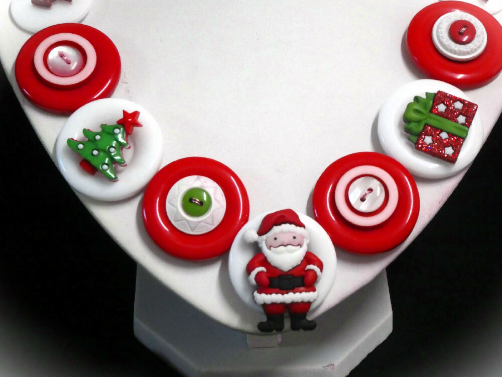 Santa Claus button necklace