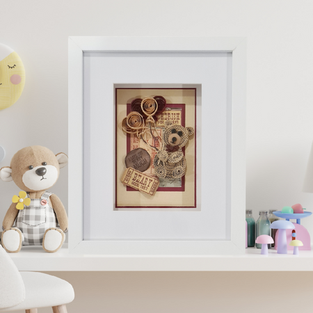 Wall Art - Quilled teddy bear with ballons