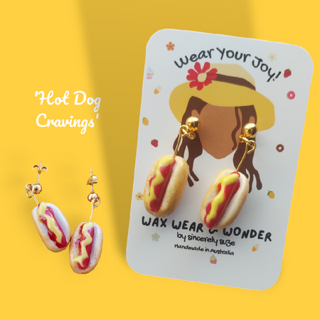 Polymer Clay Earrings - Hot Dog Cravings