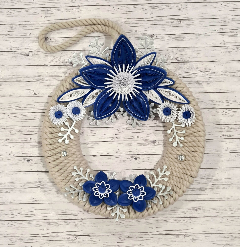 Wreath - Quilled Blue Floral