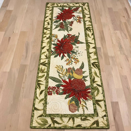 table runner handmade quilted Australia native flora