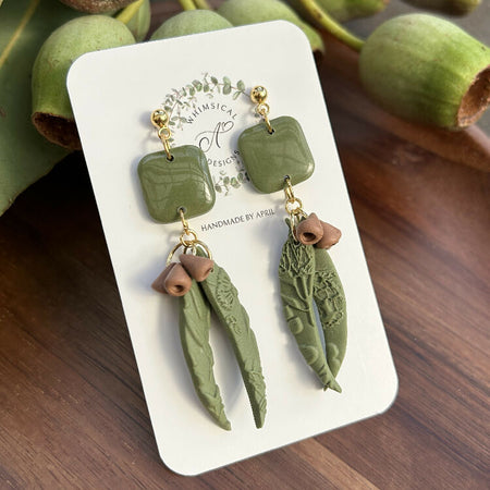 Eucalyptus Gum Leaf Dangle Earrings