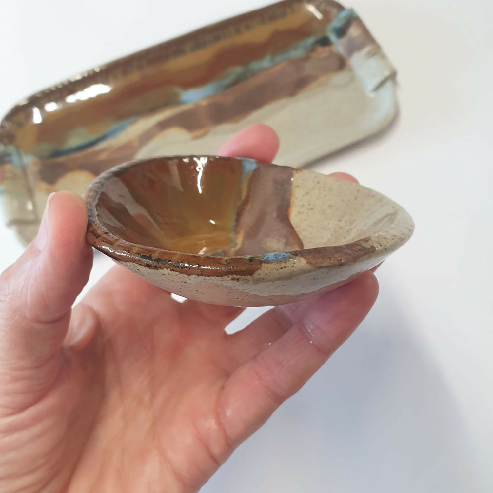 handmade small dip bowl and platter - Unique gift idea - Pilbara - Yallingup Art Studio - Julie Ann Smith