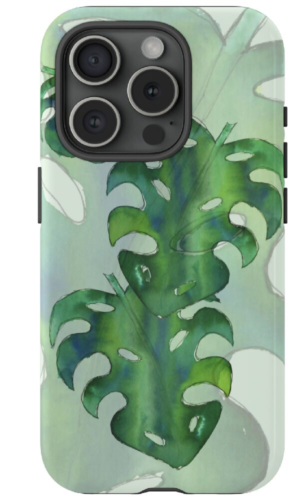 Mobile Phone Tough Glossy Cover With 'Monstera Leaf' Artwork Print