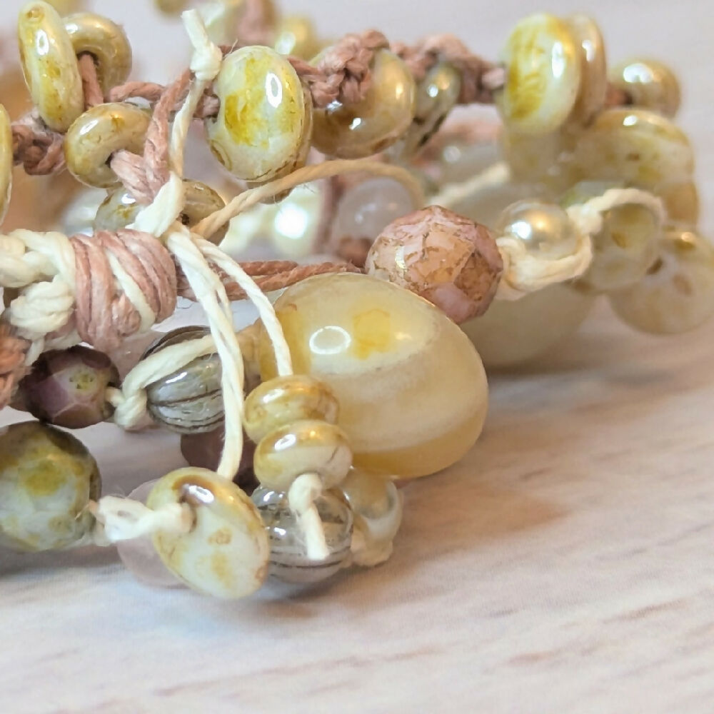 Sunflower bracelet | hemp bracelet | agate | beaded button bracelet