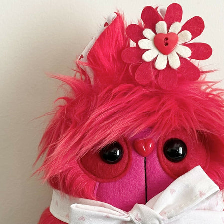 Littlebear Plush Red Valentines 18cm Handmade Unique Decorative Fur Bear