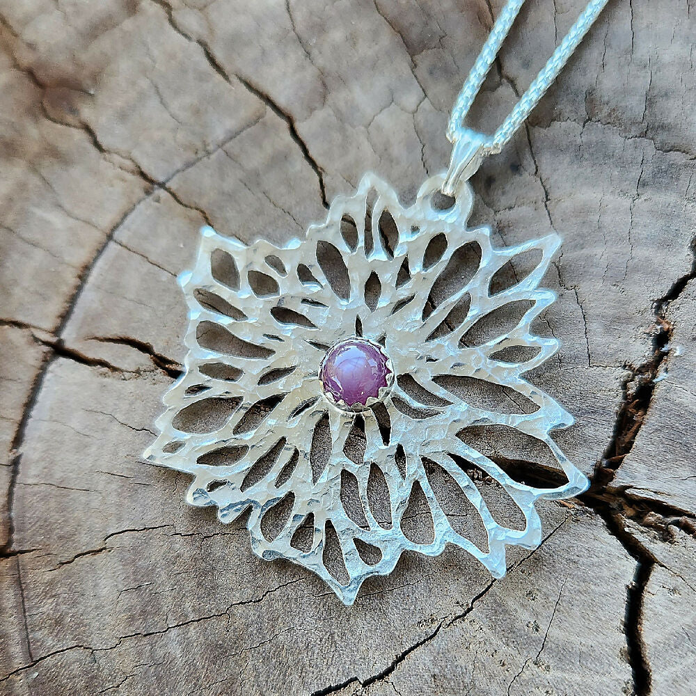 Sterling silver pendant with ruby