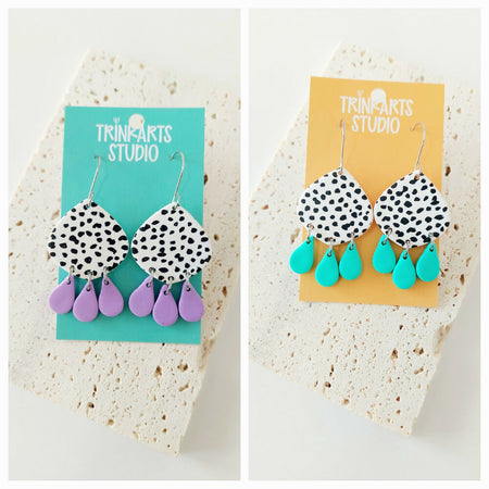 Dalmation Polymer Clay Dangle Earrings