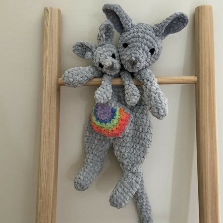 Kangaroo and Joey| Crochet Plush Baby Snuggler|Australian Animals|Large