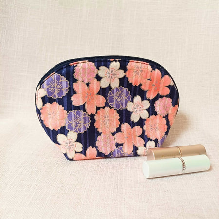 Cosmetic Pouch - Sakura - Navy Blue/Pink