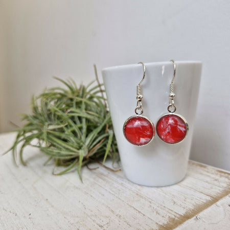 Red Fluid Art Stainless Steel Earrings