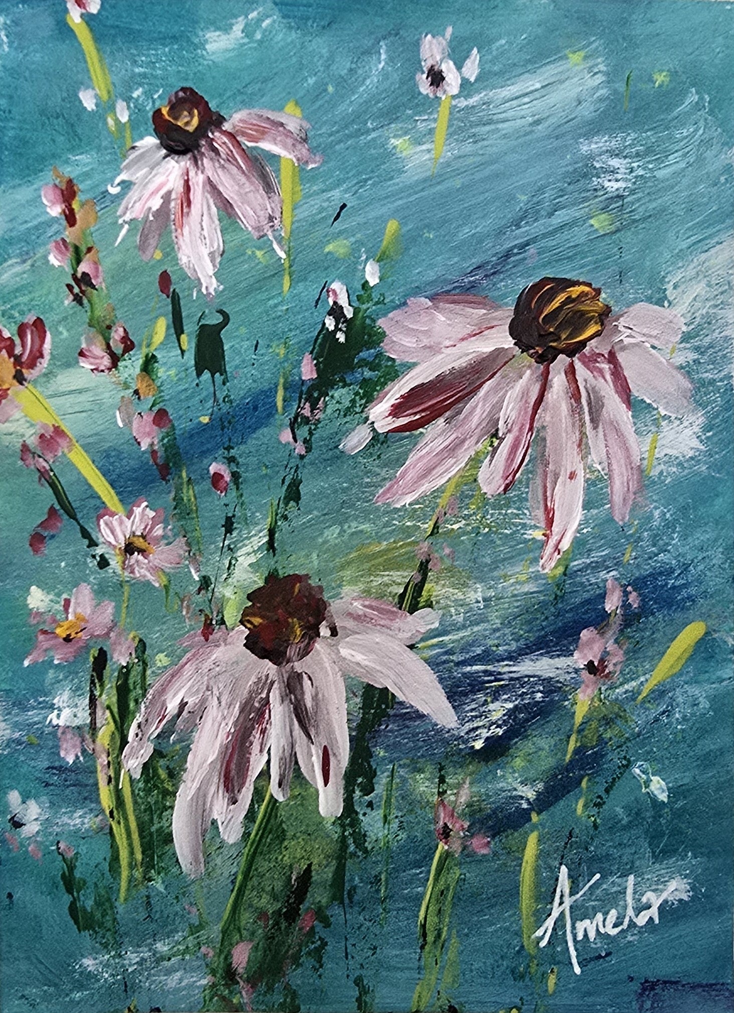 'Joyful Wildflowers 3' - Original Artwork on Watercolour Paper 13x18cm