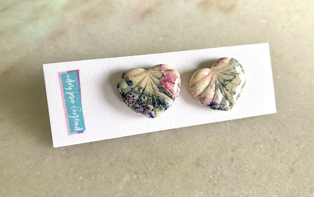 Polymer Clay Statement Studs - Leaf #3