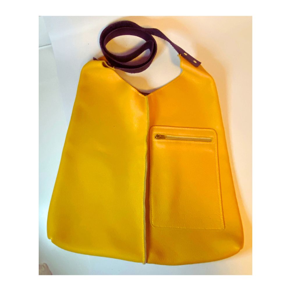 Saffron wedge-shaped tote bag