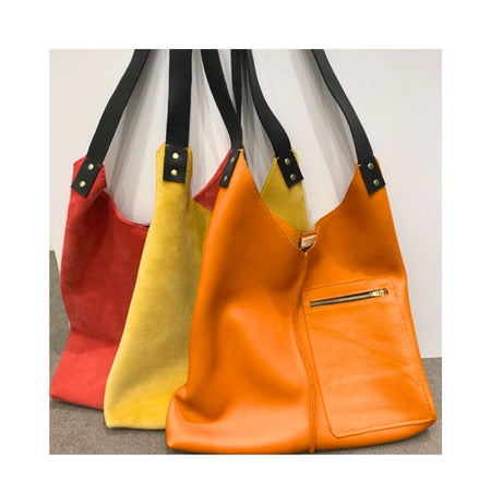 Saffron wedge-shaped tote bag