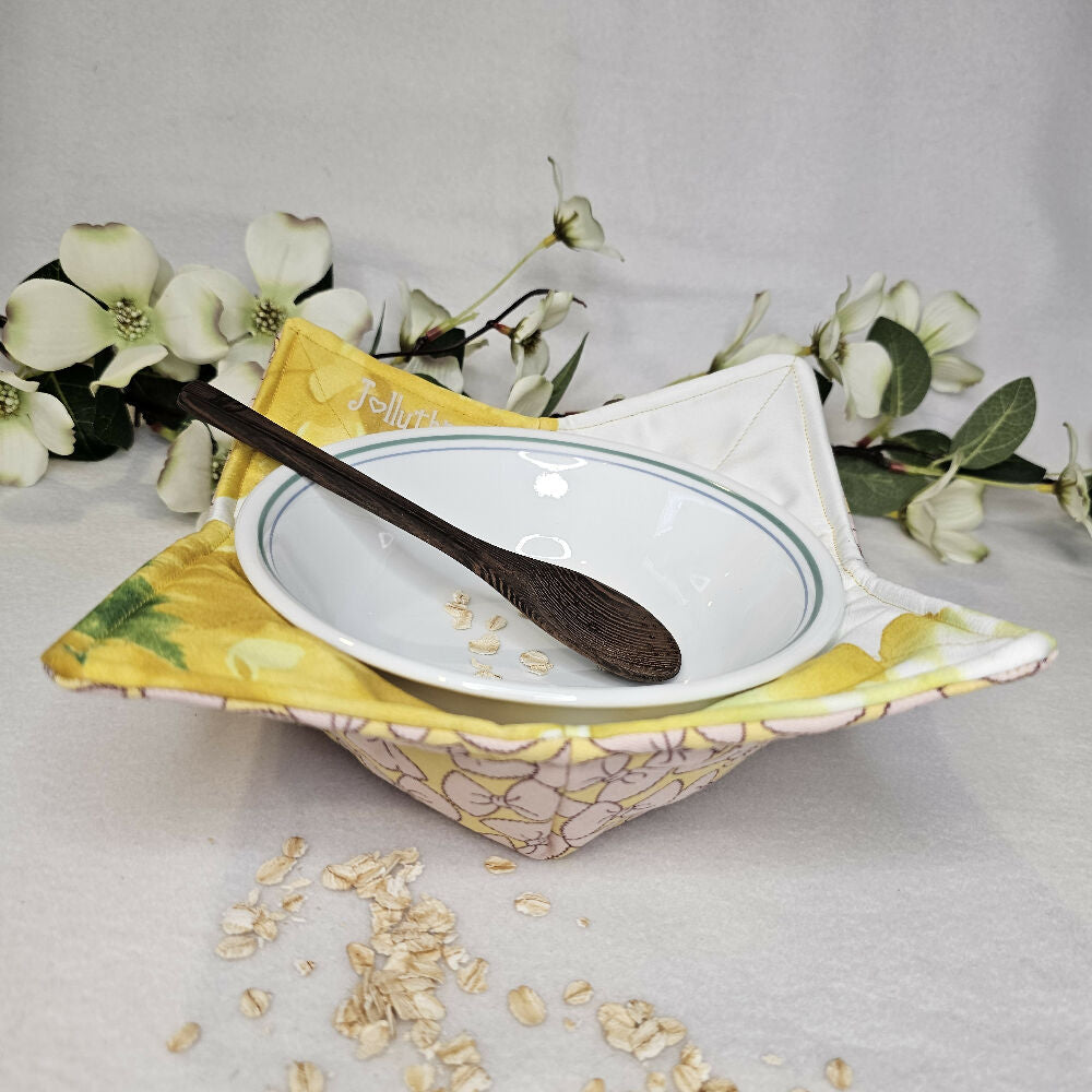 Hot/Cold Cozy Bowl - Pink Bows & Yellow Floral
