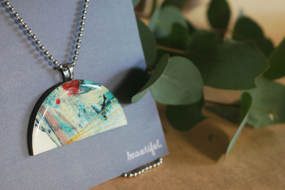 Sea and Sky Collection| Pendant necklace | Blue teal gold