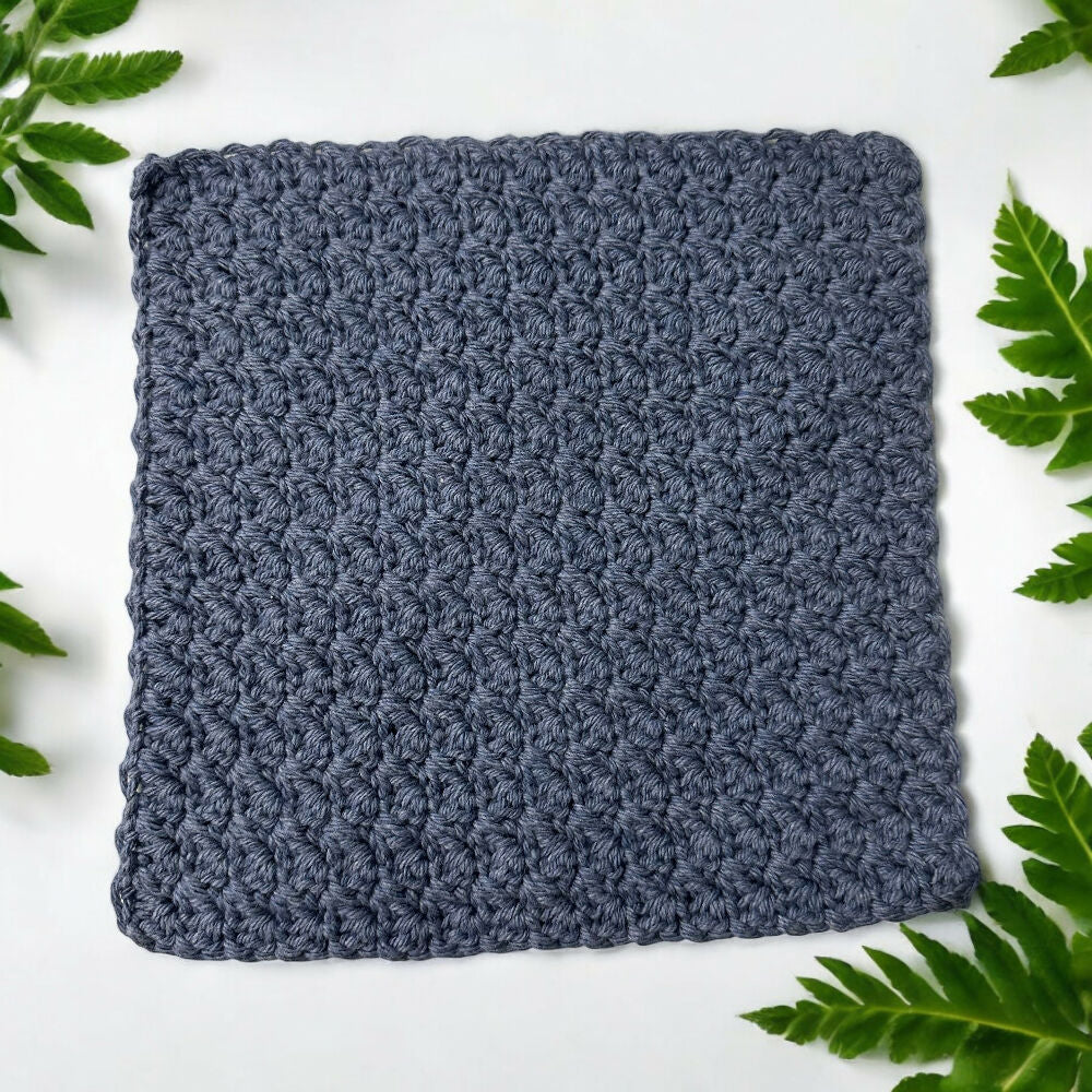 Crochet Cotton Washcloth - Blue Jeans