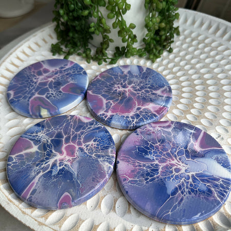 Dusty Purples Resin-coated Coasters - Set of 4