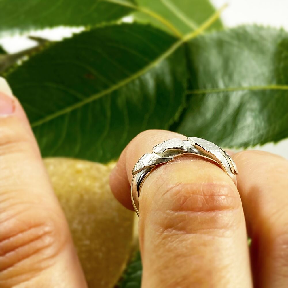 Argentium Silver Autumn Leaf Ring