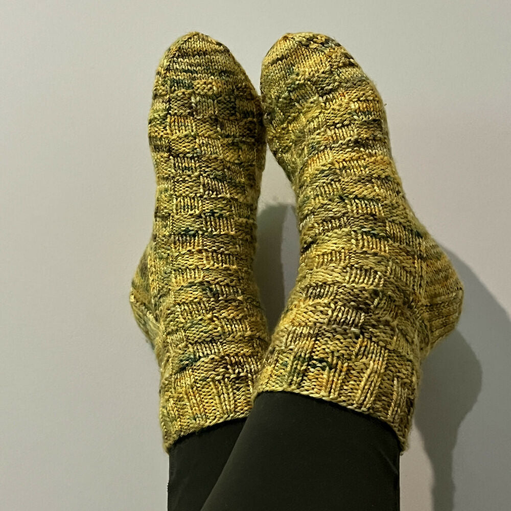 Hand knit socks using Australian indie hand dyed yarn