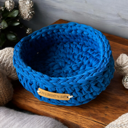 Crochet Handmade Basket - Royal Blue