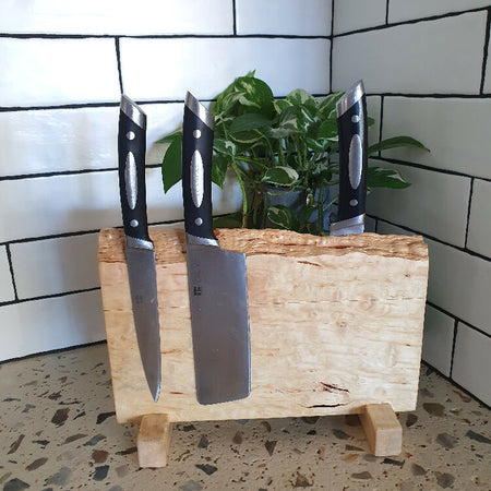 Magnetic Double Sided Wooden Knife Block