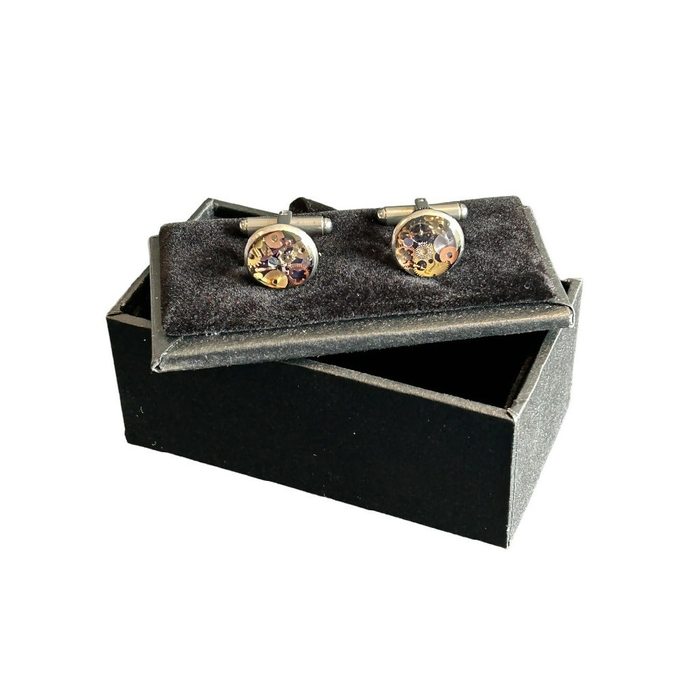 Steampunk cufflinks made from vintage European watch parts  | Wedding Cufflinks
