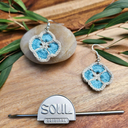 Crochet Earring - Blue Flower