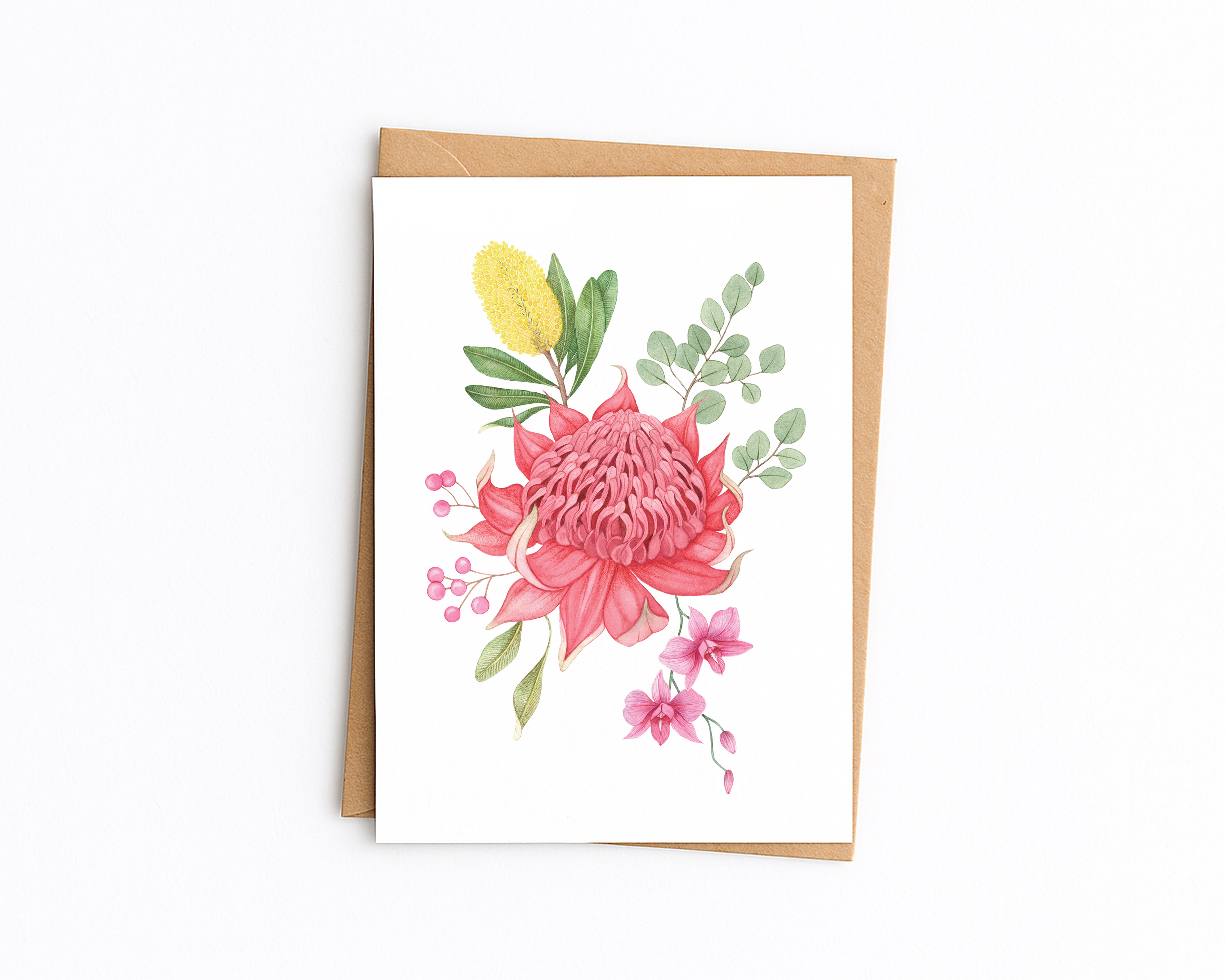 Waratah Bloom Greetings Card