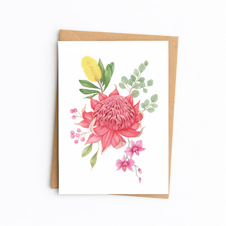 Waratah Bloom Greetings Card